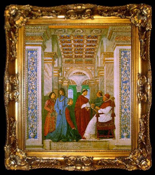 framed  Melozzo da Forli Sixtus II with his Nephews and his Librarian Palatina, ta009-2